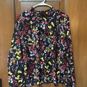 Allison Joy EVEREVE mock neck XL floral blouse